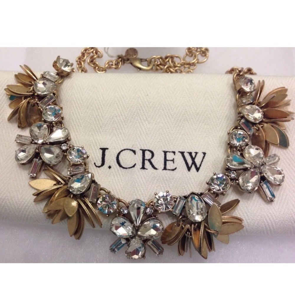 NWT J.Crew Crystal bouquet Statement Necklace - Picture 1 of 6
